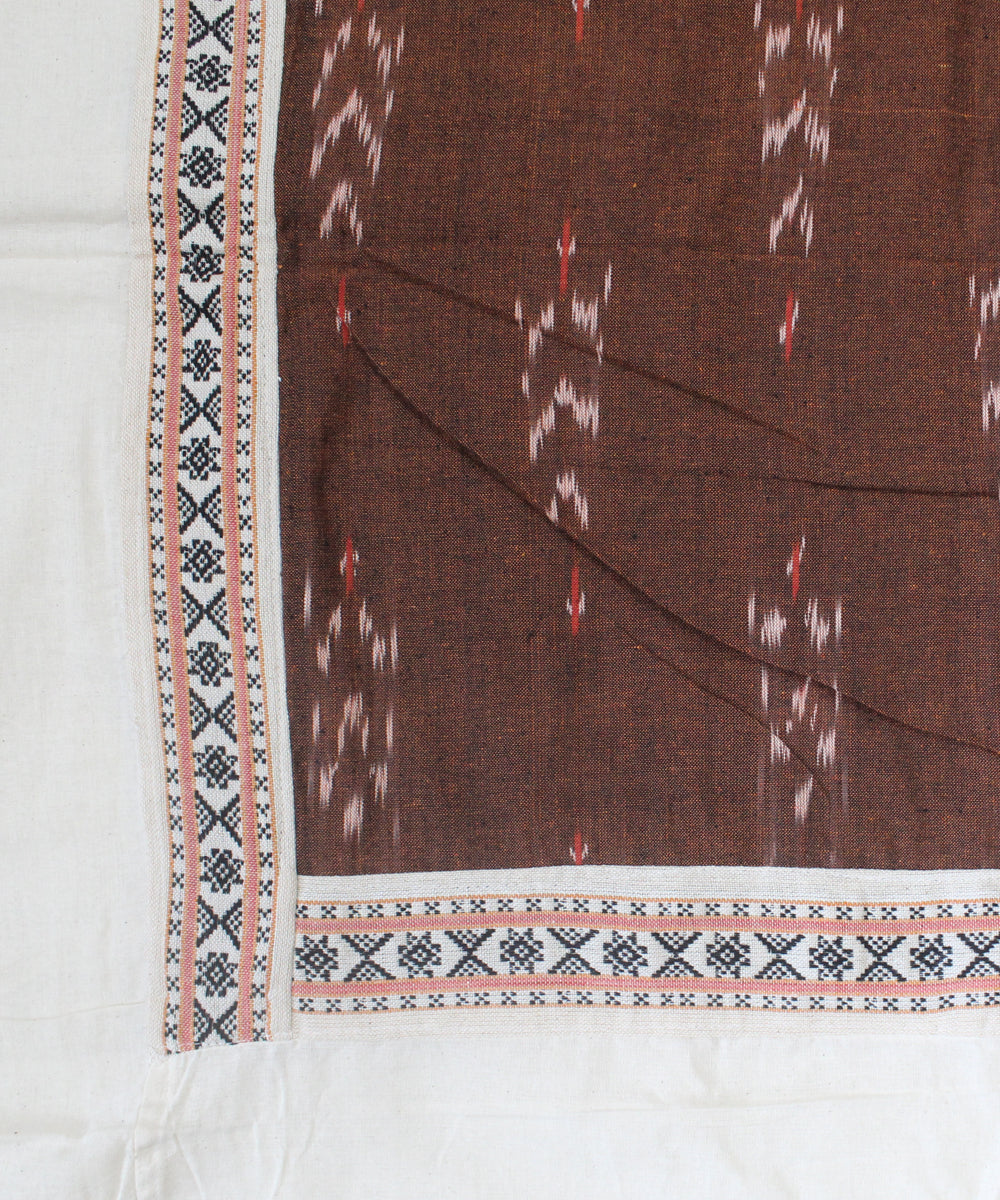 Brown offwhite handmade pochampally ikat cotton diwan set