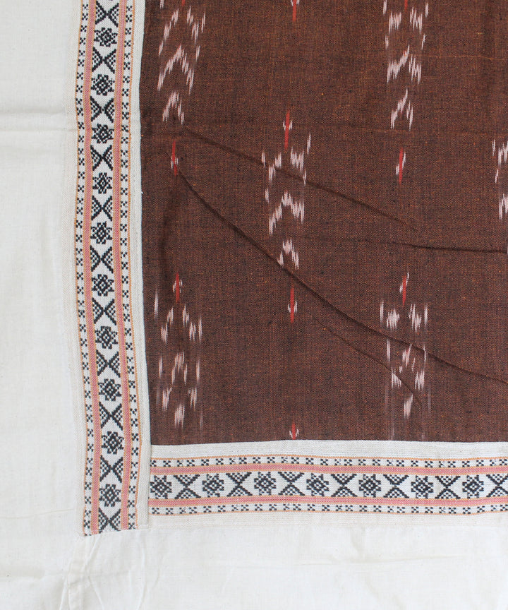 Brown offwhite handmade pochampally ikat cotton diwan set