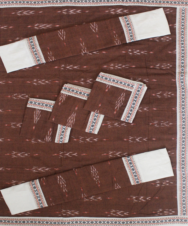 Brown offwhite handmade pochampally ikat cotton diwan set
