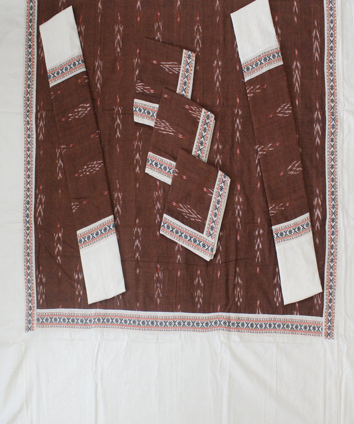 Brown offwhite handmade pochampally ikat cotton diwan set