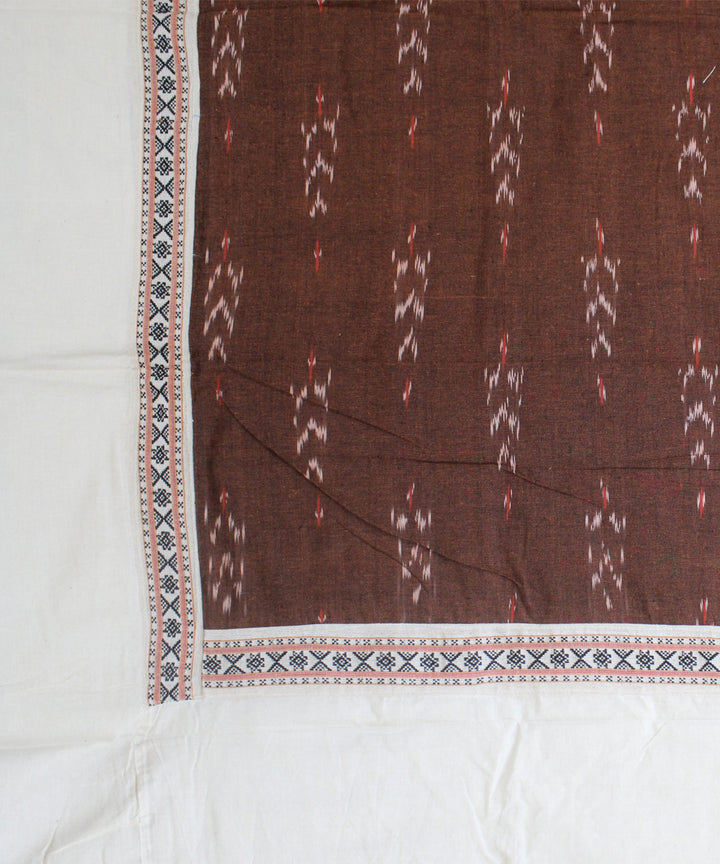 Brown offwhite handmade pochampally ikat cotton diwan set