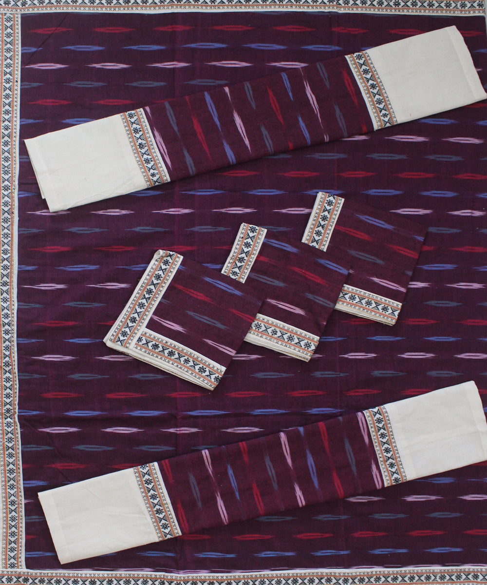 Purple offwhite pochampally ikat diwan set