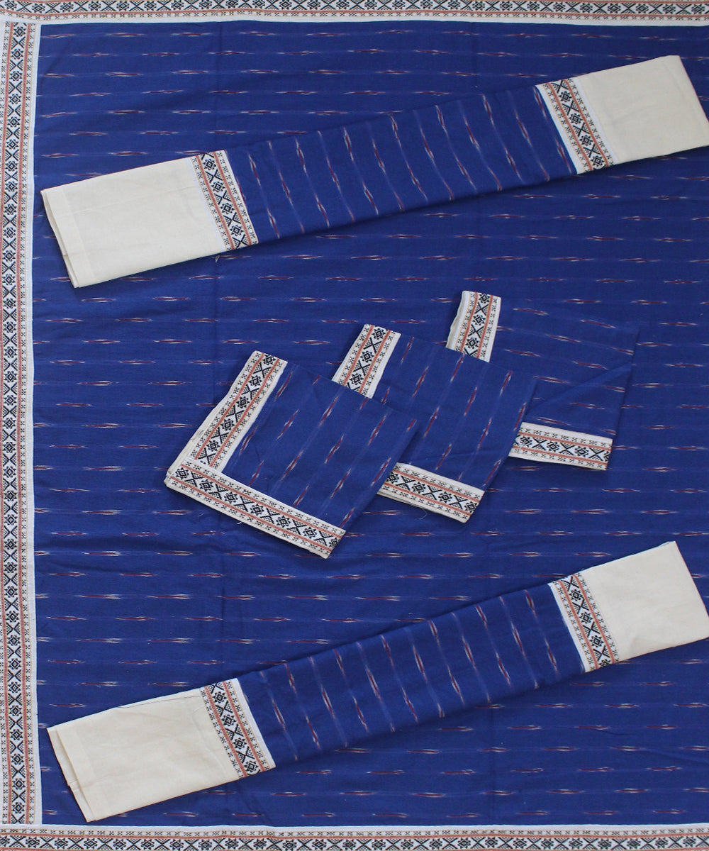 Dark blue offwhite handmade pochampally ikat diwan set
