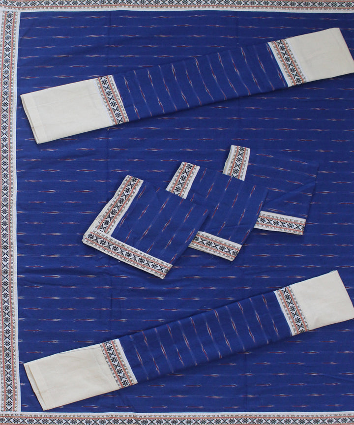 Dark blue offwhite handmade pochampally ikat diwan set