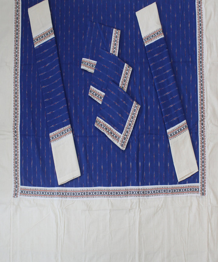 Dark blue offwhite handmade pochampally ikat diwan set