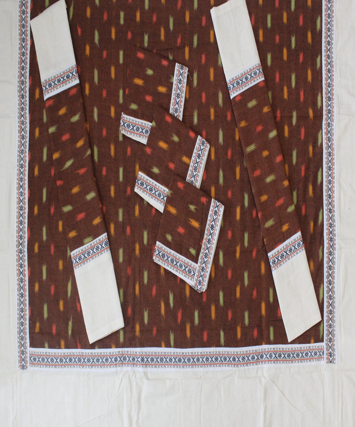 Brown offwhite pochampally ikat handmade diwan set