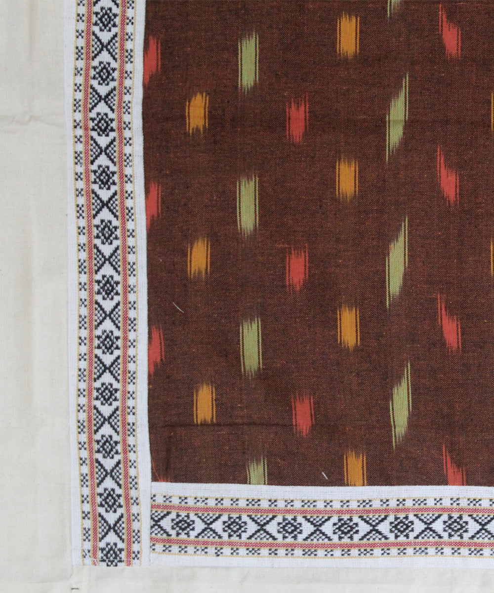 Brown offwhite pochampally ikat handmade diwan set