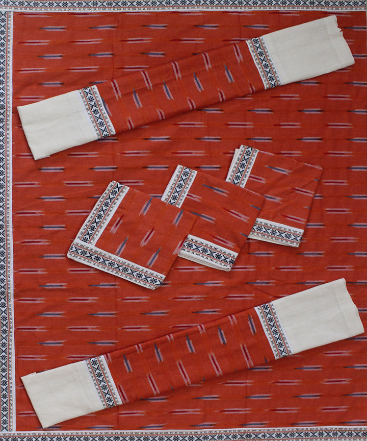 Orange offwhite pochampally ikat handmade diwan set