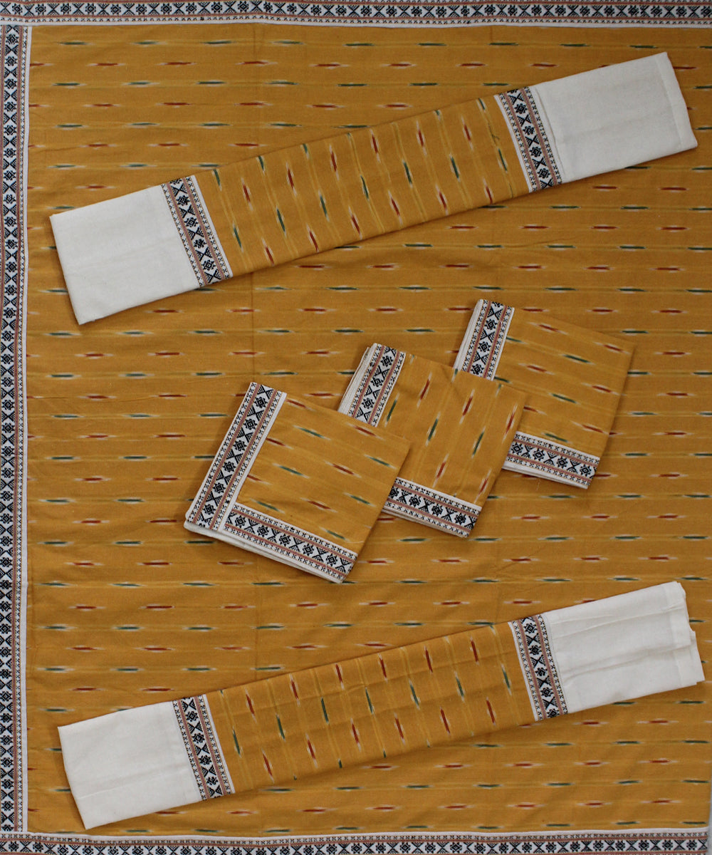 Yellow offwhite handmade pochampally ikat diwan set