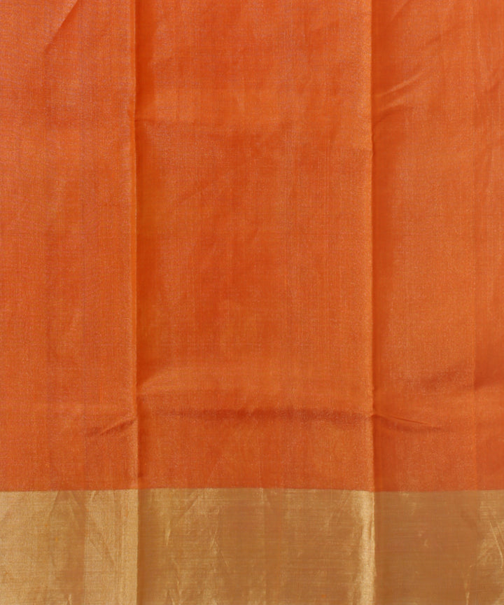 Orange golden jari buti chanderi cotton silk handwoven saree