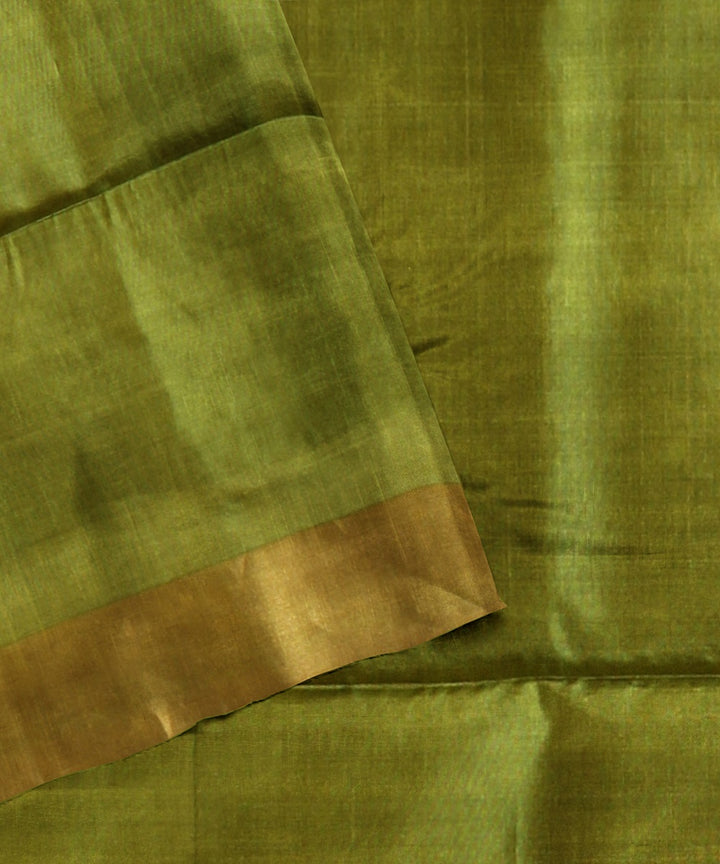 Orange green handwoven karnataka silk saree