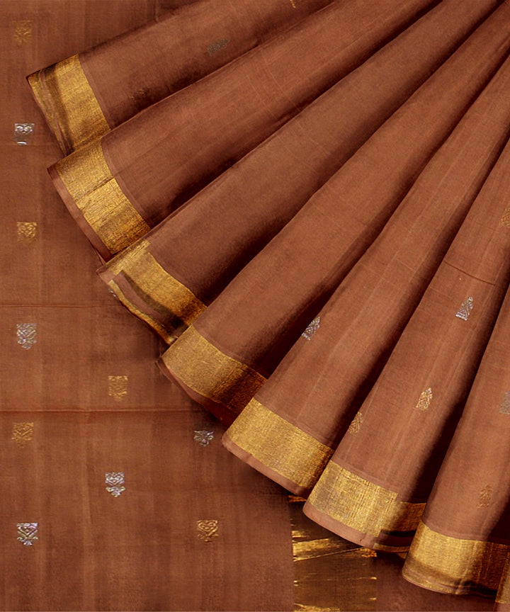 Brown handwoven venkatagiri cotton saree