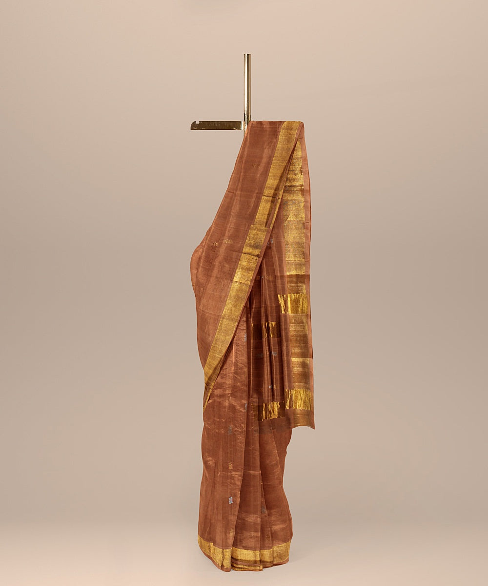 Brown handwoven venkatagiri cotton saree