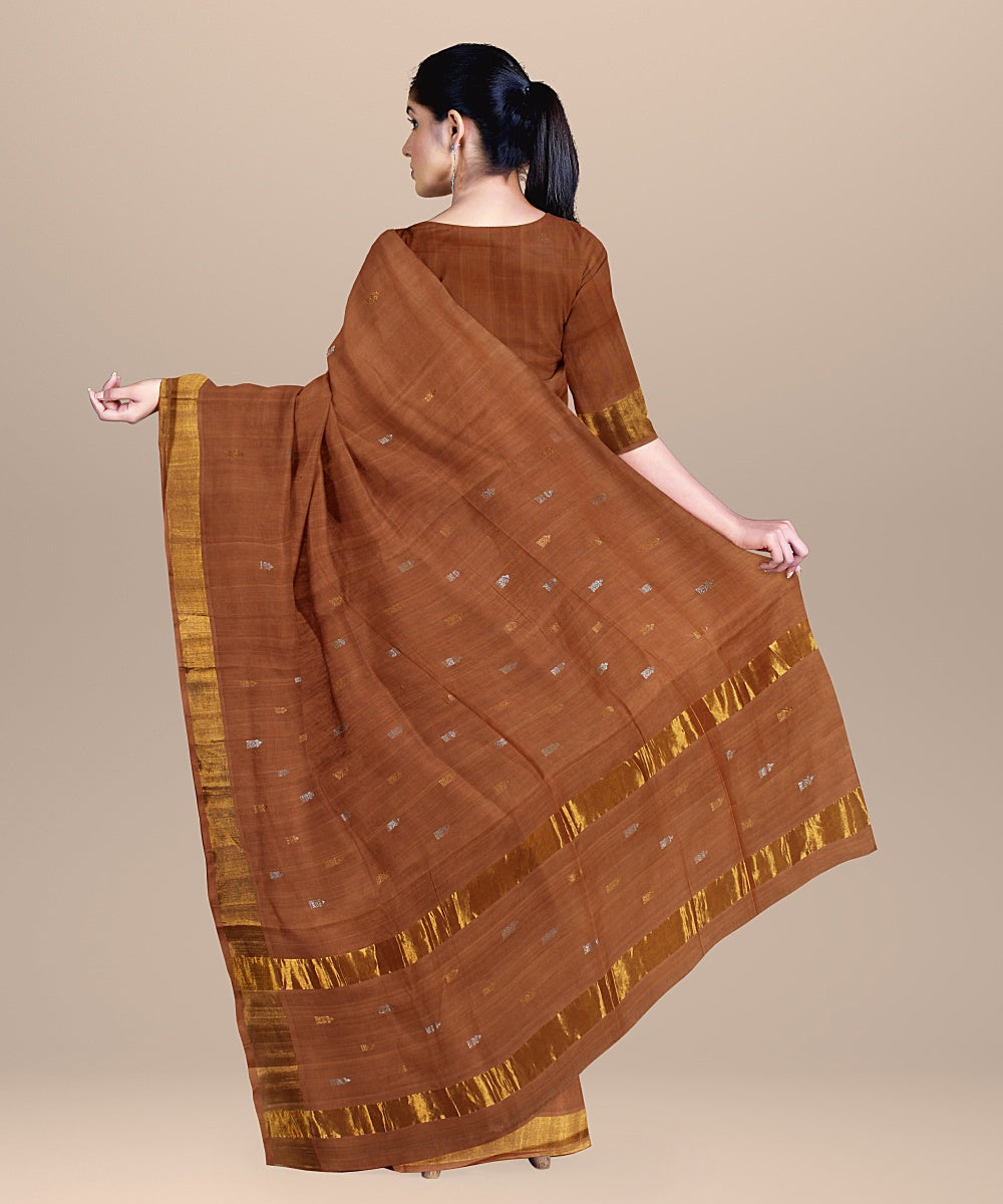 Brown handwoven venkatagiri cotton saree