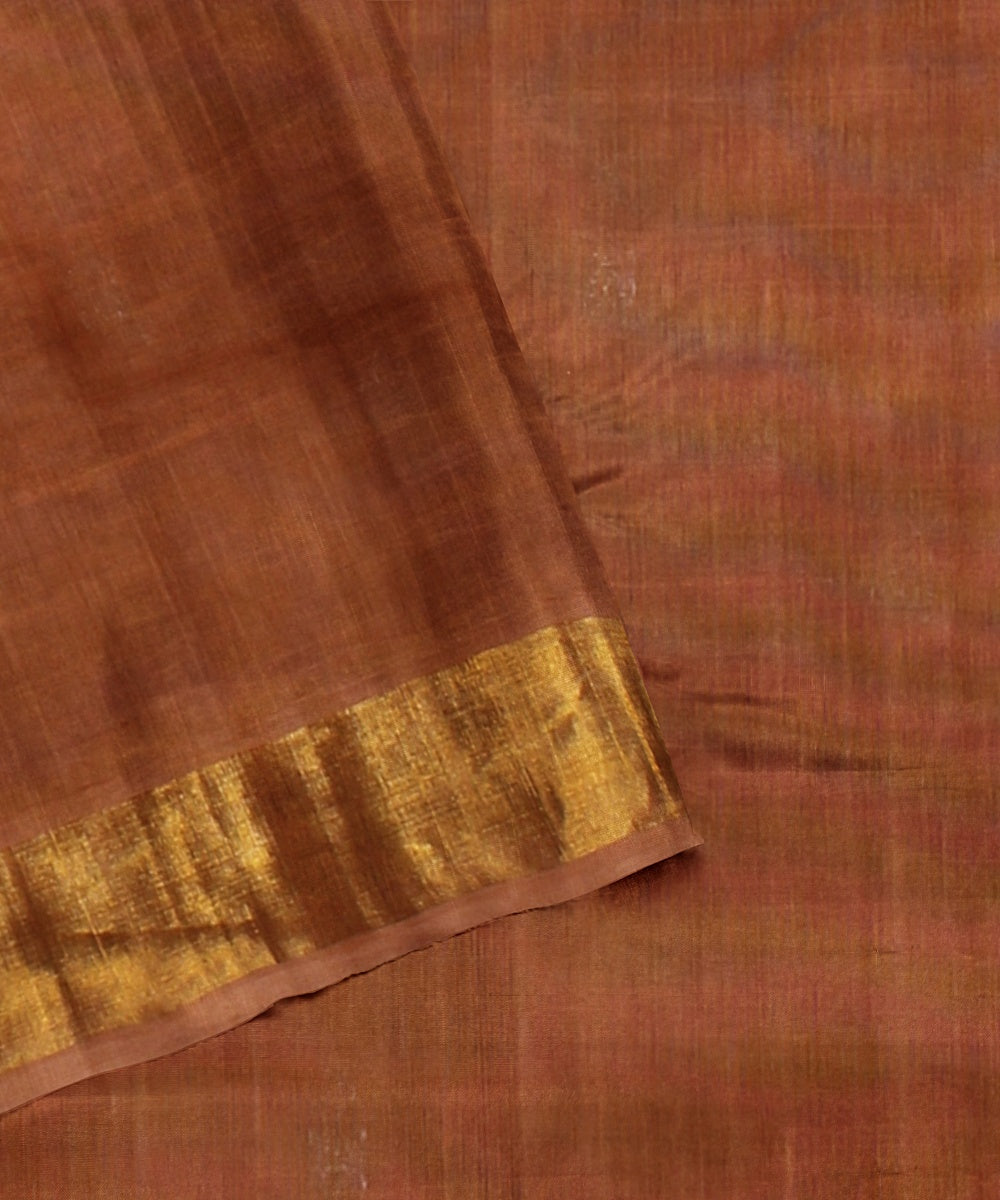 Brown handwoven venkatagiri cotton saree