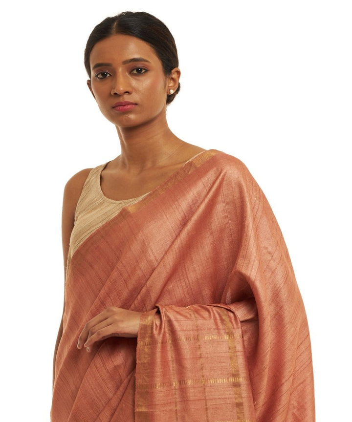 Red tussar silk handwoven chhattisgarh kosa saree