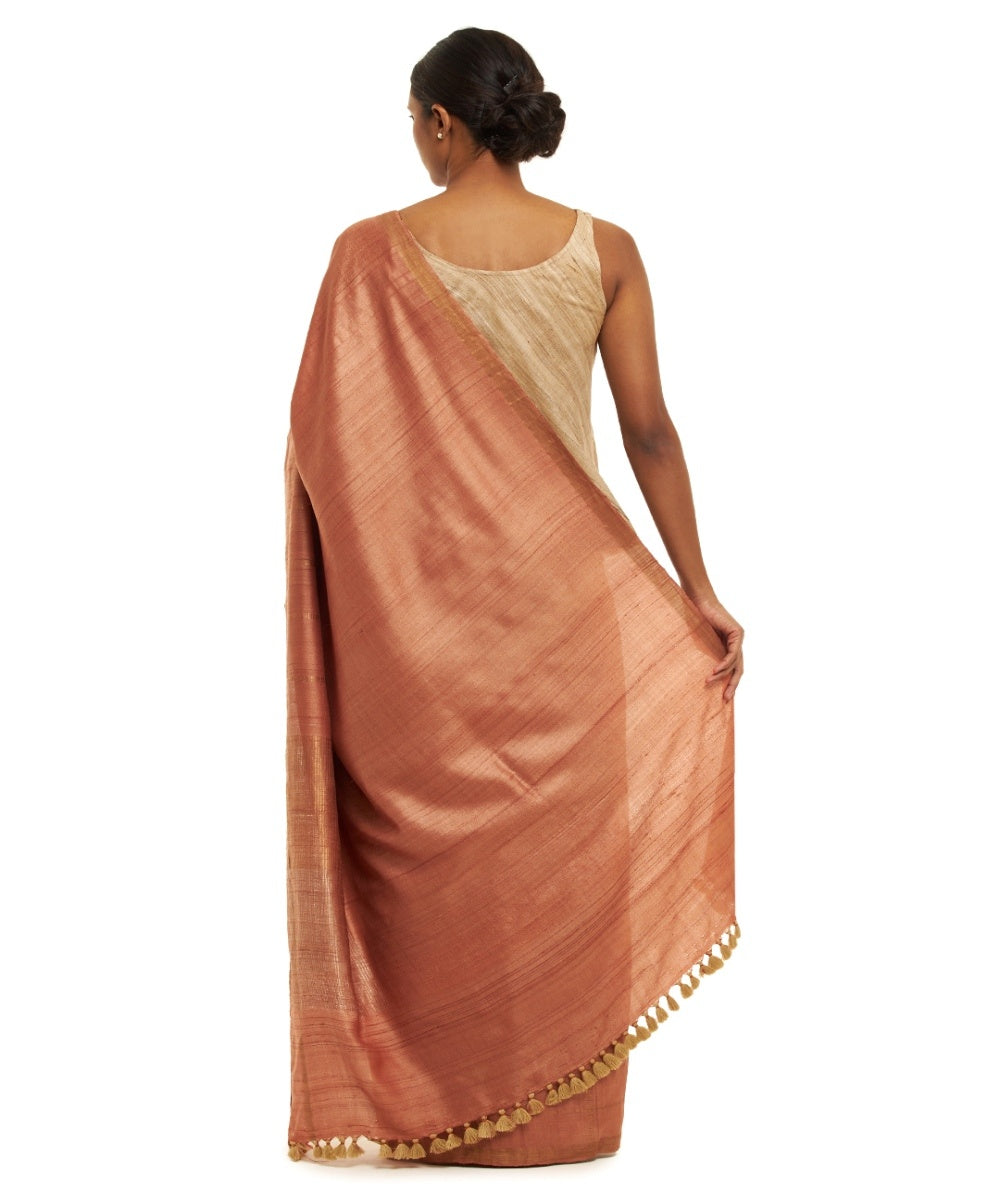 Red tussar silk handwoven chhattisgarh kosa saree