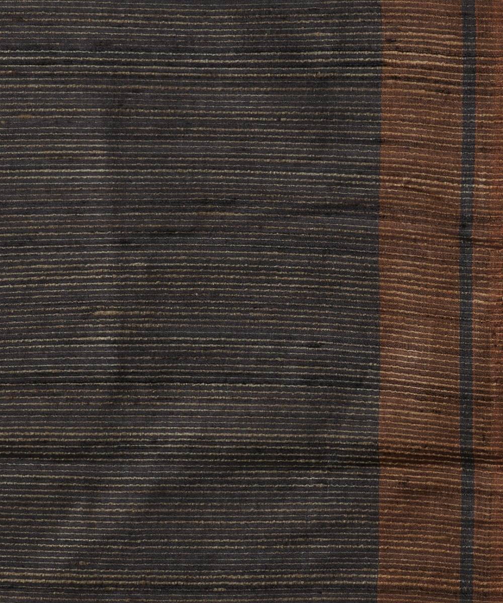 Charcoal grey tussar silk hand woven chhattisgarh kosa saree