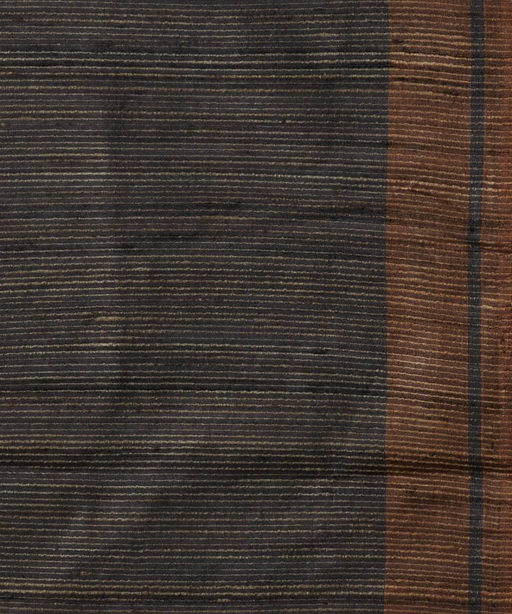 Charcoal grey tussar silk hand woven chhattisgarh kosa saree