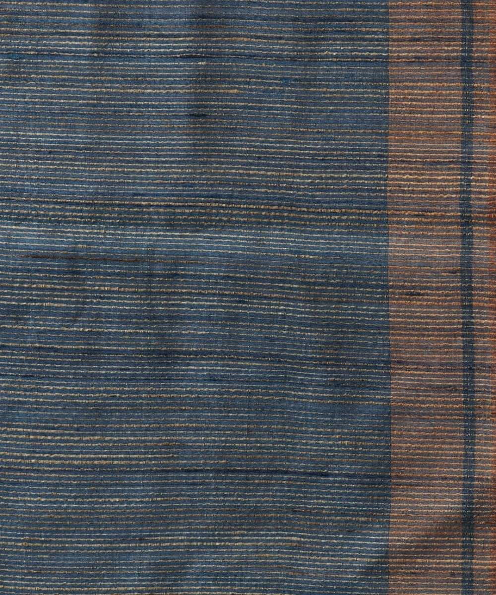 Sapphire blue tussar silk hand woven chhattisgarh kosa saree