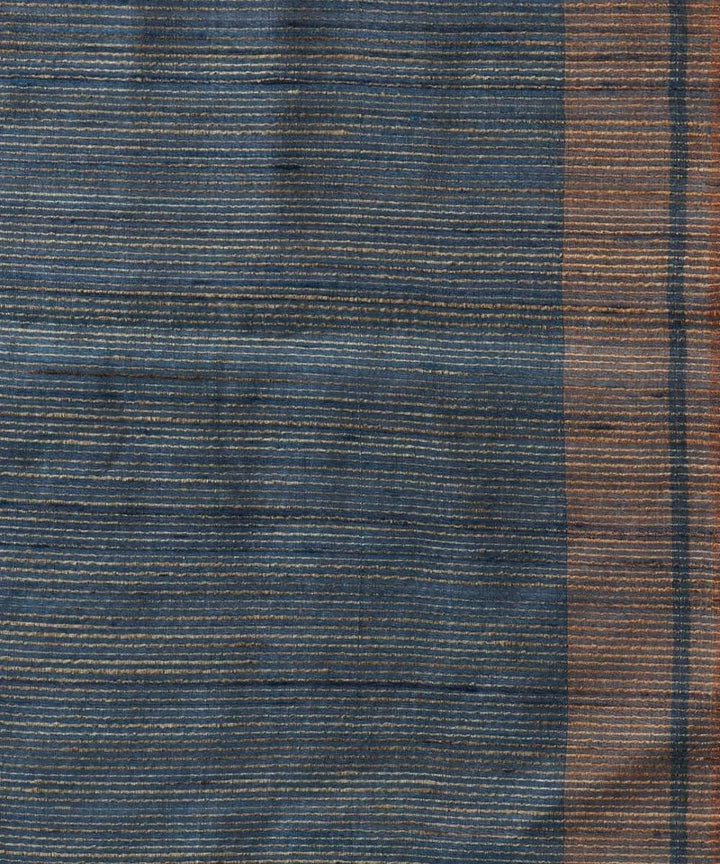 Sapphire blue tussar silk hand woven chhattisgarh kosa saree