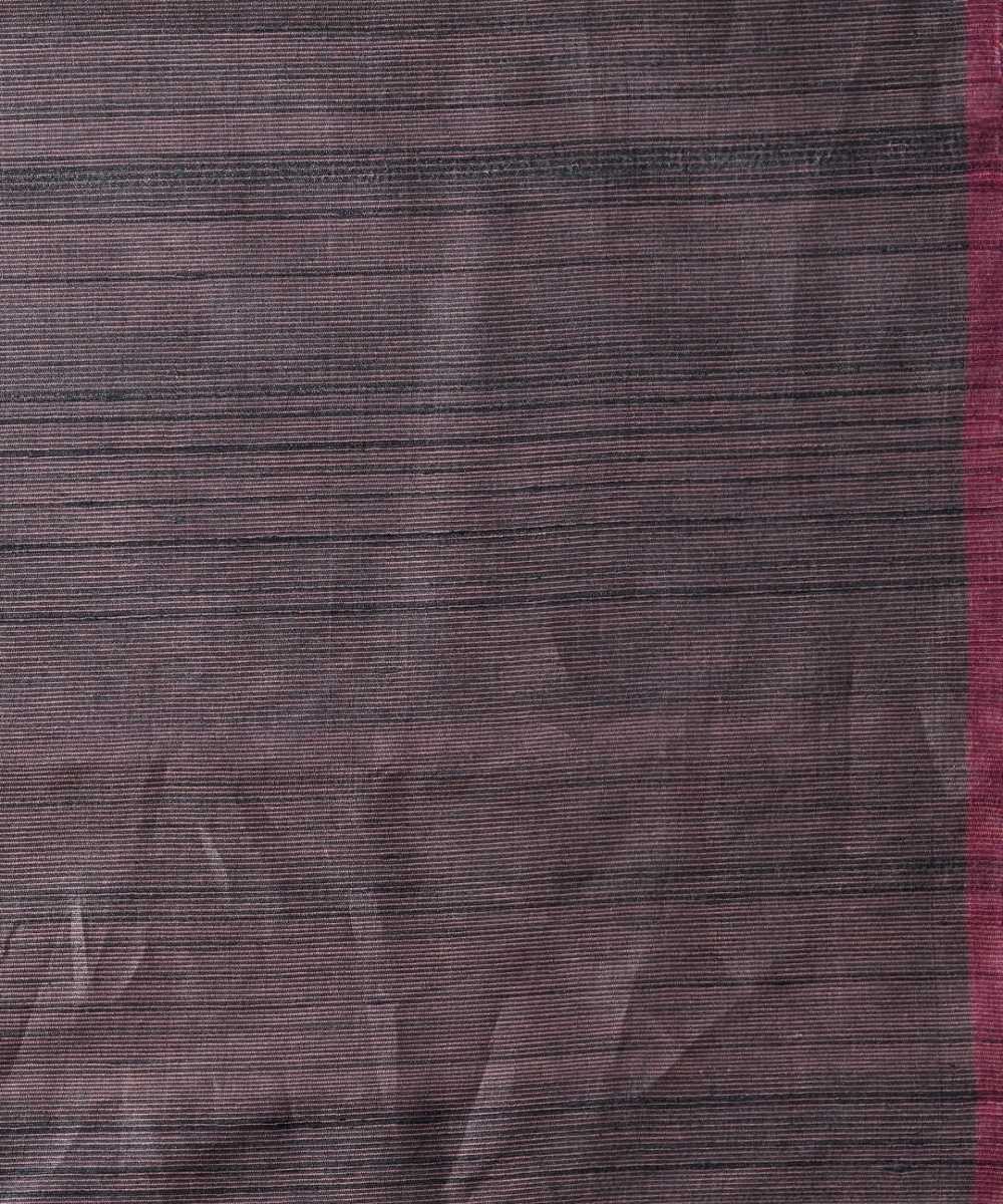Charcoal blue tussar silk hand woven chhattisgarh kosa saree