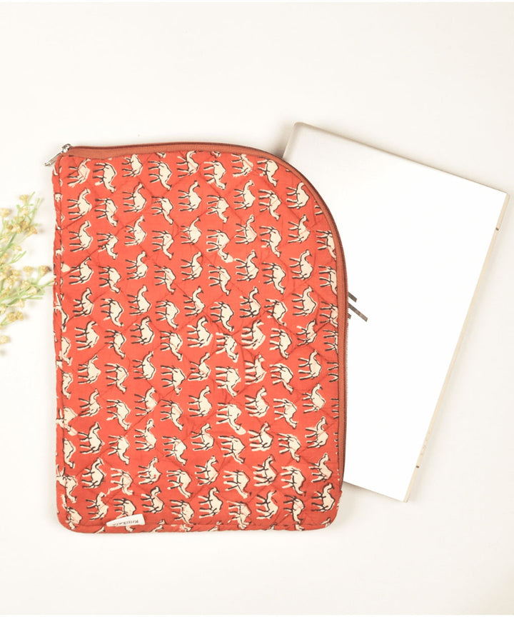 Red white hand painted cotton kalamkari bag