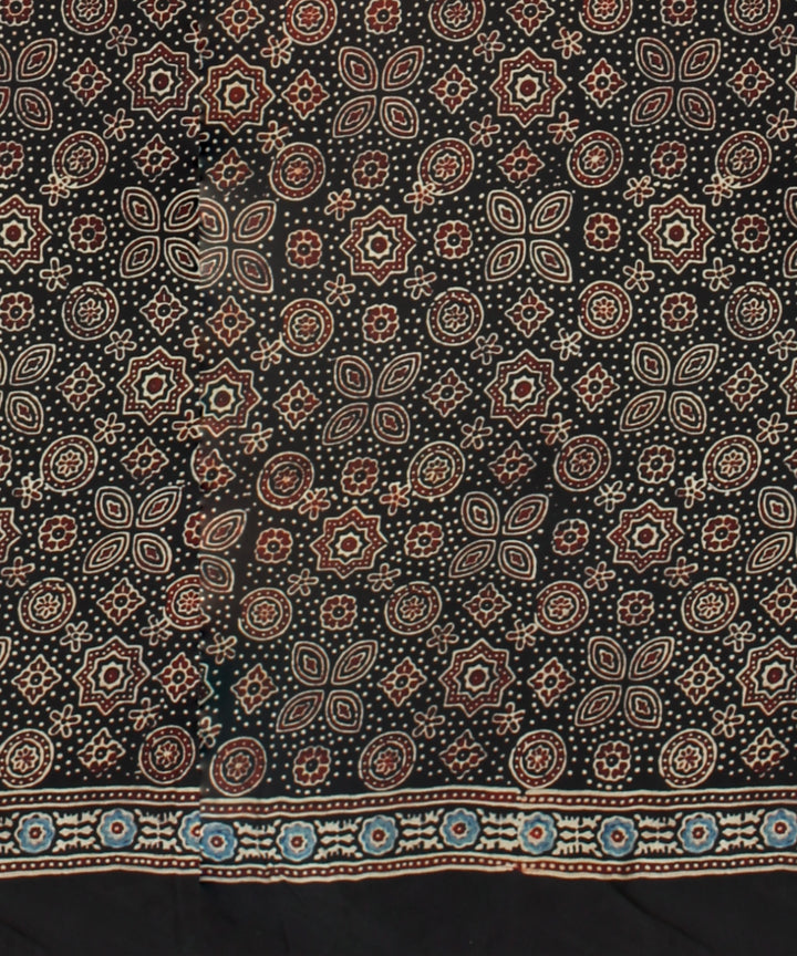 Blue black hand painted modal silk ajrakh saree