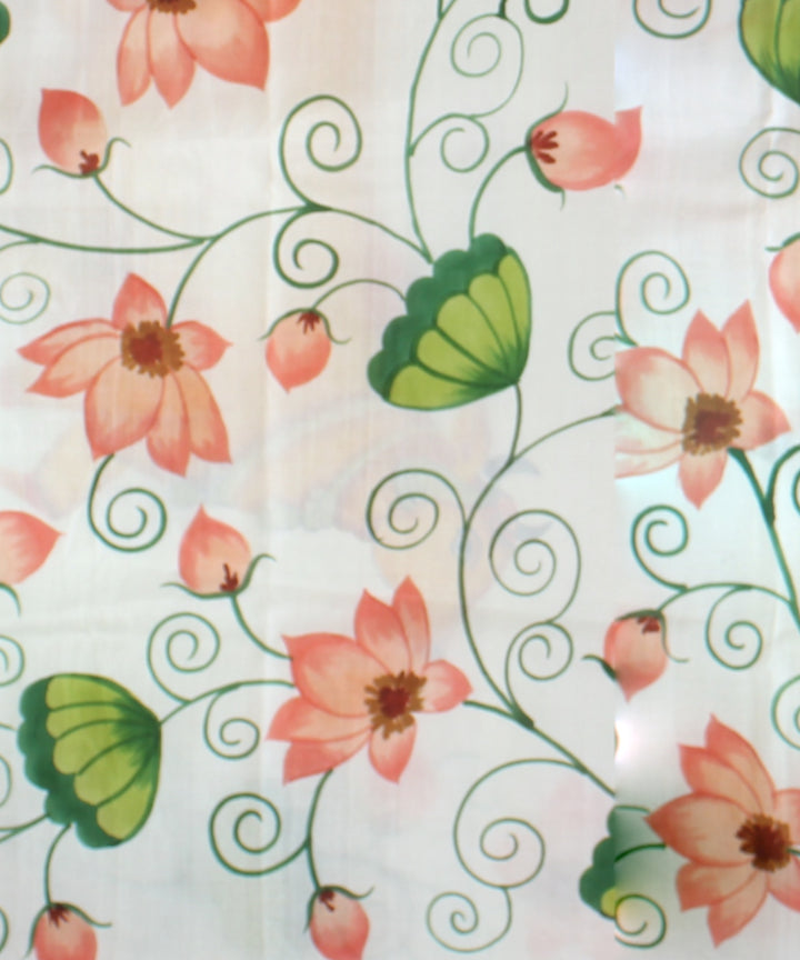 White green hand painted ajrakh cotton silk chanderi saree
