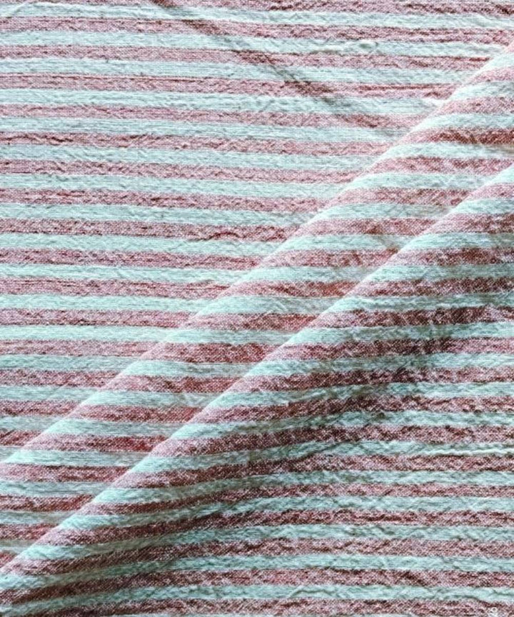 Peach horizontal stripe kala cotton handwoven fabric