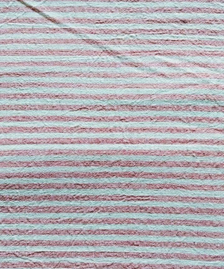 Peach horizontal stripe kala cotton handwoven fabric