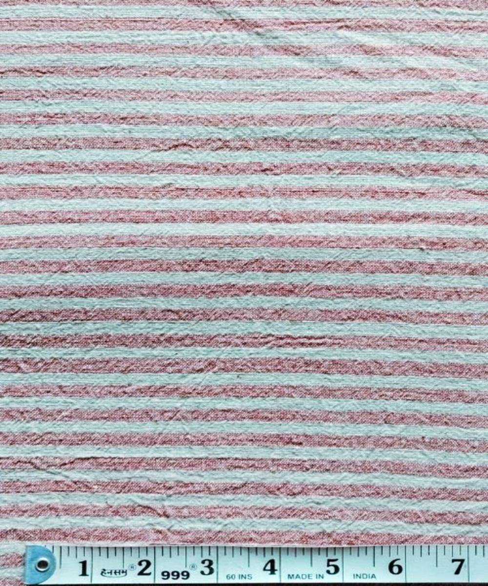 Peach horizontal stripe kala cotton handwoven fabric