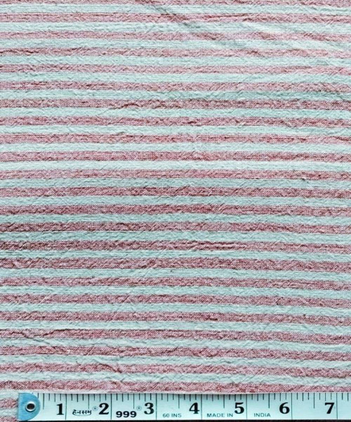 Peach horizontal stripe kala cotton handwoven fabric
