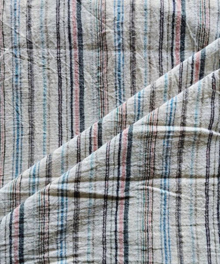 Multi color stripe handwoven kala cotton fabric