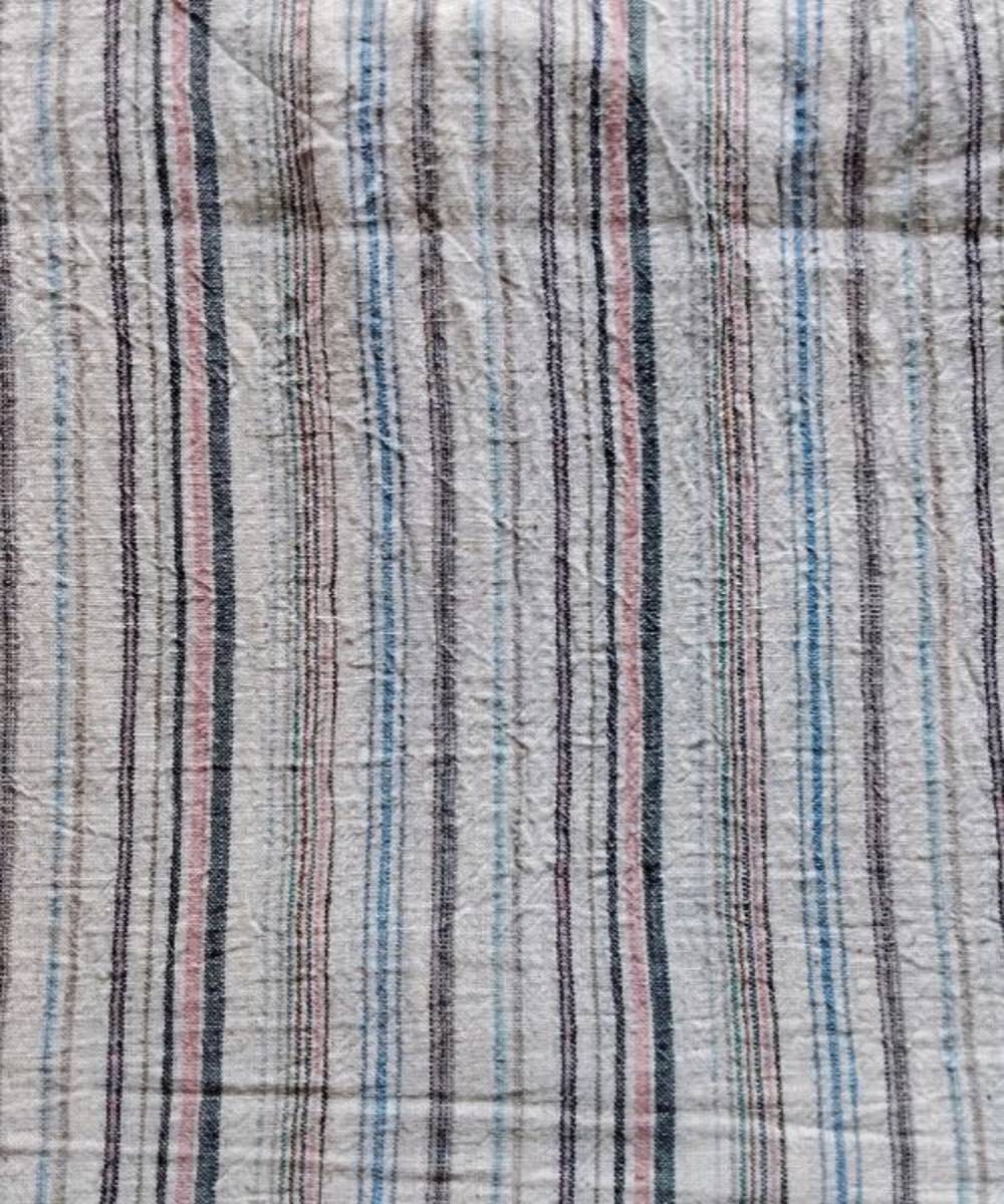 Multi color stripe handwoven kala cotton fabric