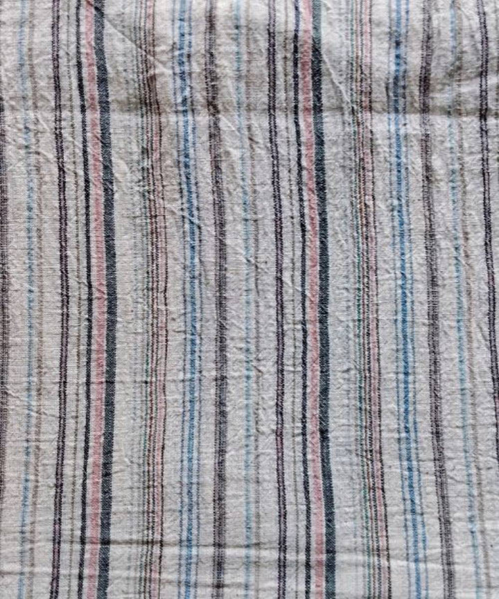 Multi color stripe handwoven kala cotton fabric