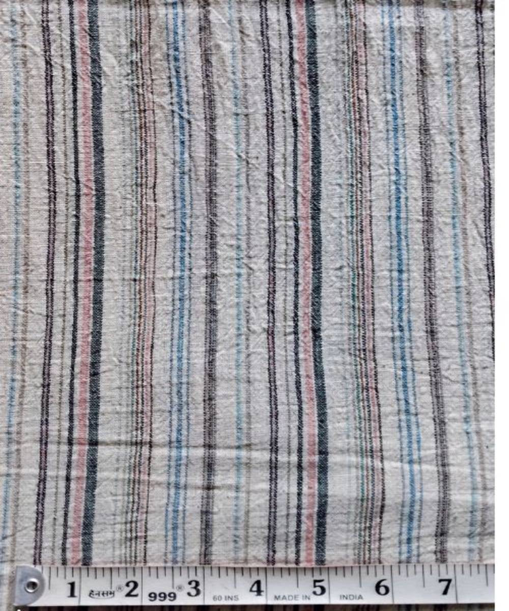 Multi color stripe handwoven kala cotton fabric