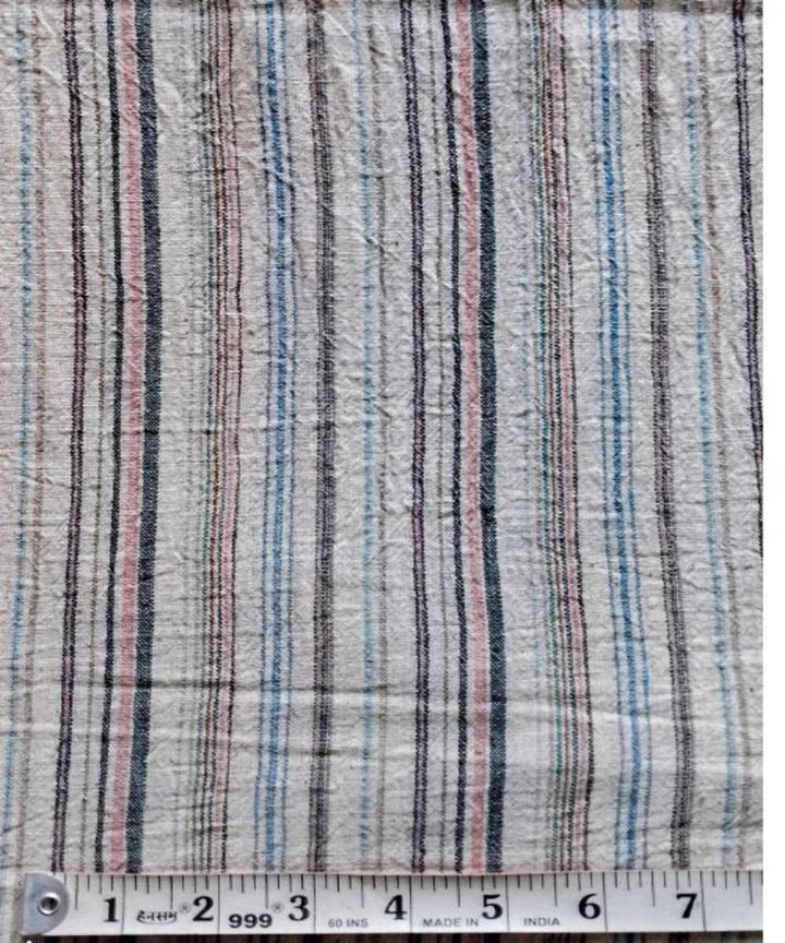Multi color stripe handwoven kala cotton fabric