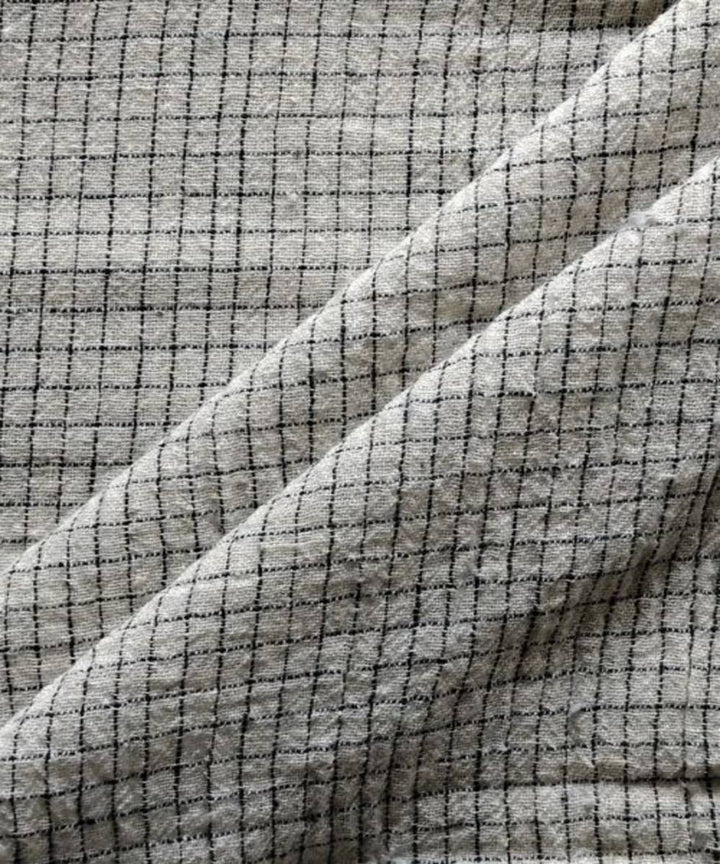 Blue black checks kala cotton handwoven fabric