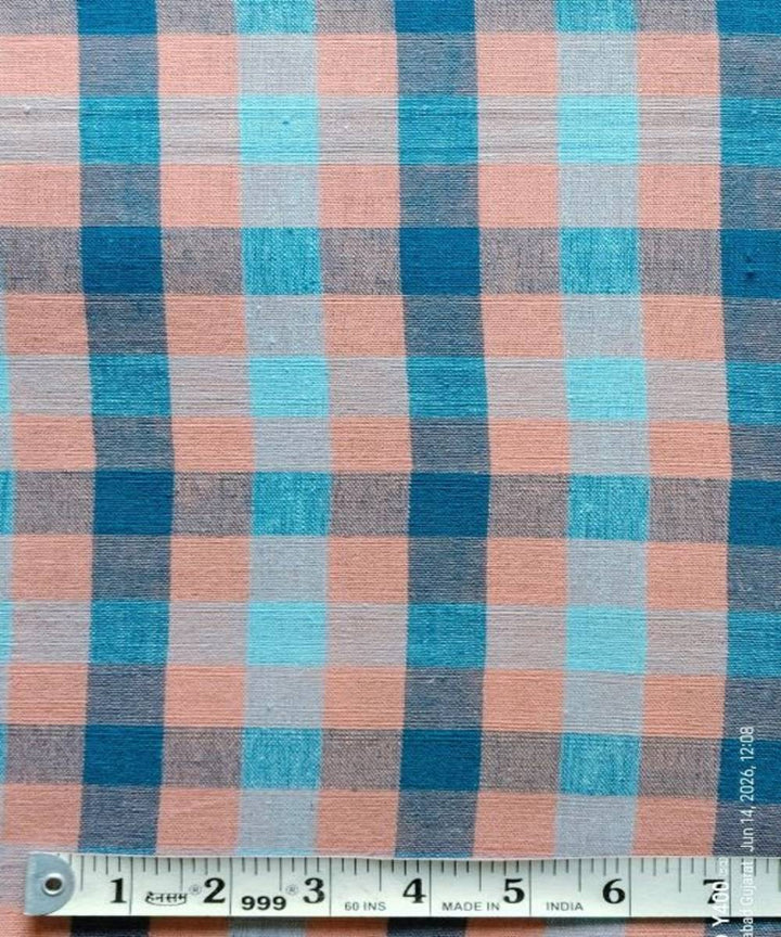 Multi color checks kala cotton handwoven fabric