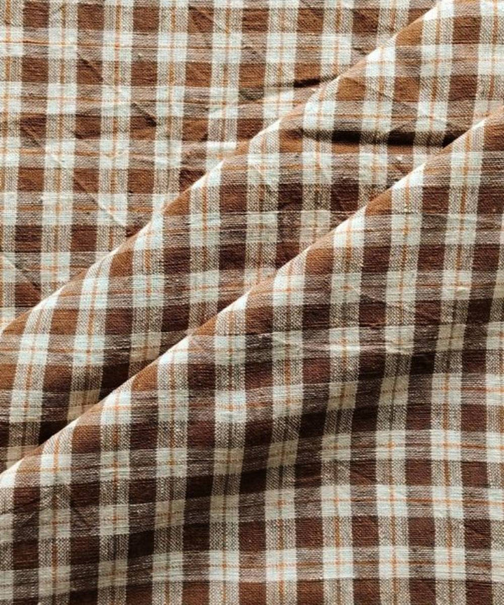 Brwon beige checks kala cotton handwoven fabric