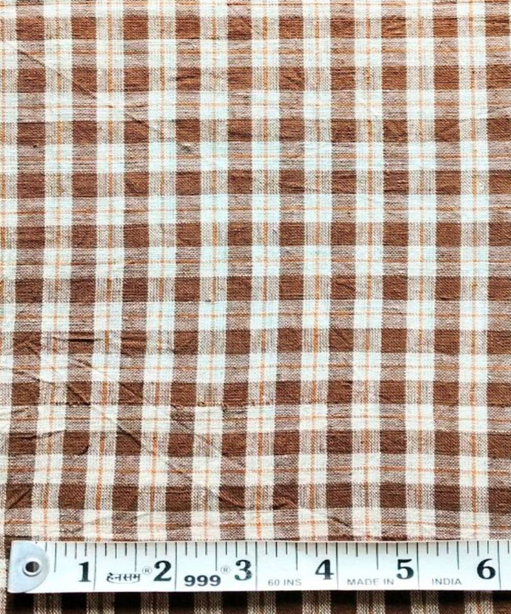 Brwon beige checks kala cotton handwoven fabric