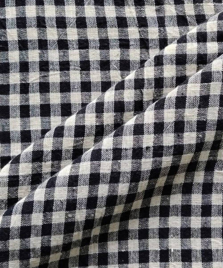 Black white checks kala cotton handwoven fabric