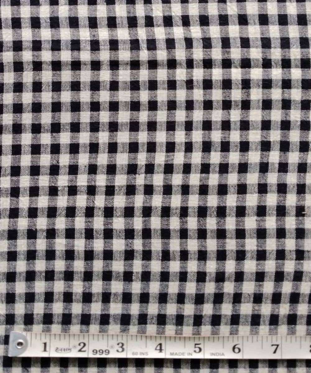 Black white checks kala cotton handwoven fabric