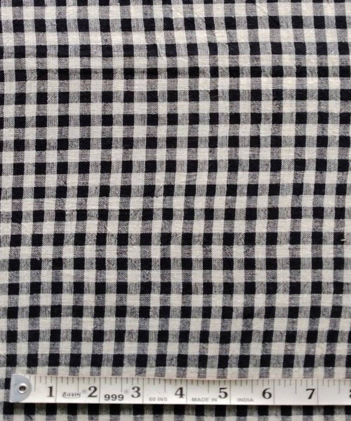 Black white checks kala cotton handwoven fabric