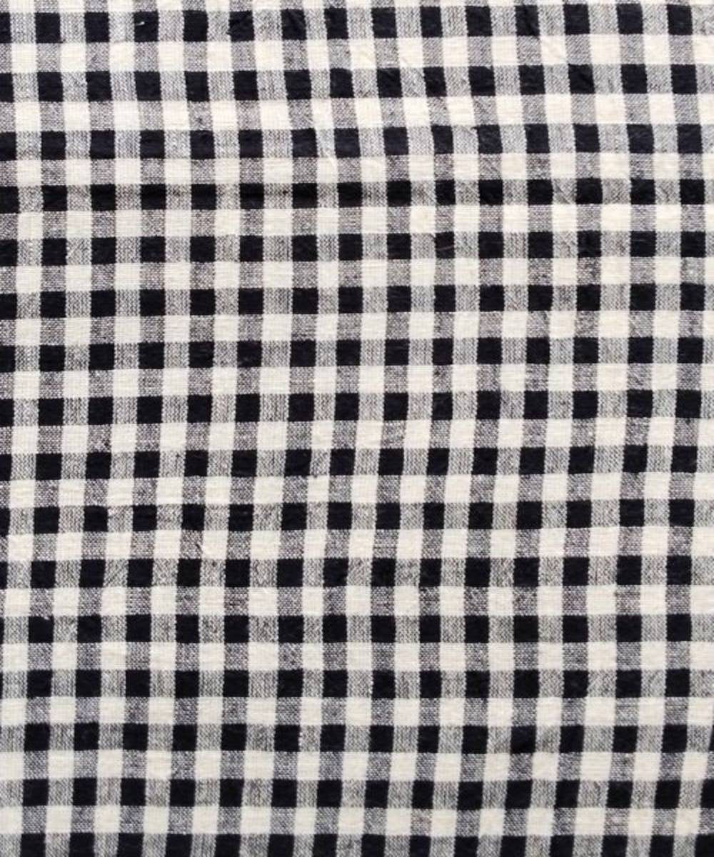 Black white checks kala cotton handwoven fabric