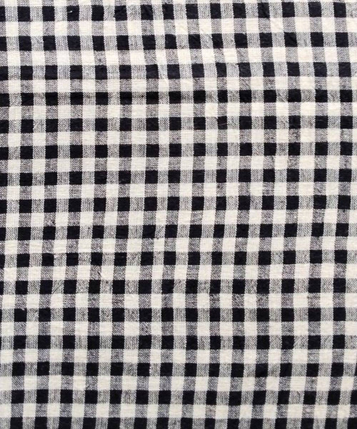 Black white checks kala cotton handwoven fabric