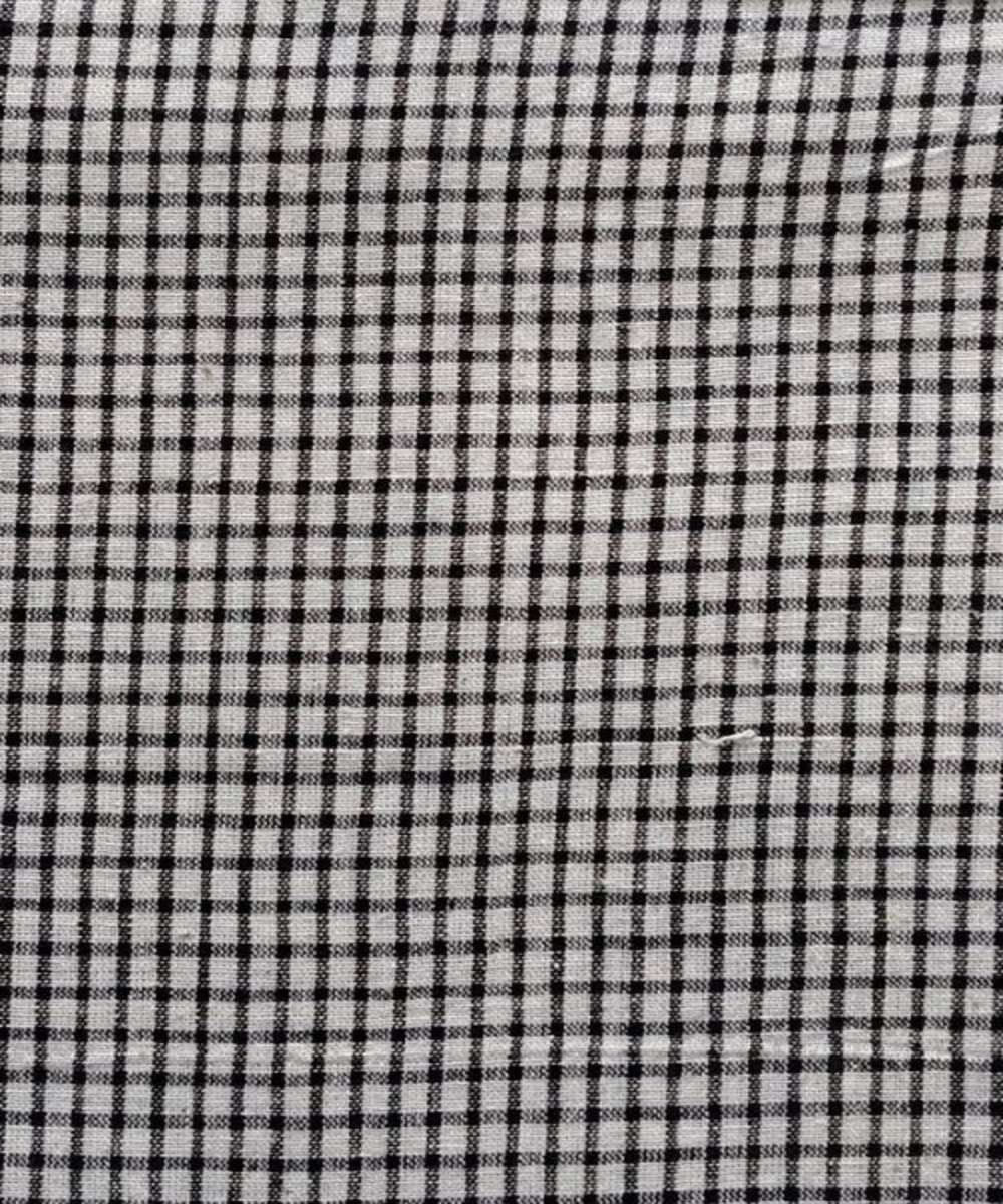 Black offwhite checks kala cotton handwoven fabric