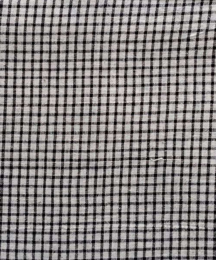 Black offwhite checks kala cotton handwoven fabric