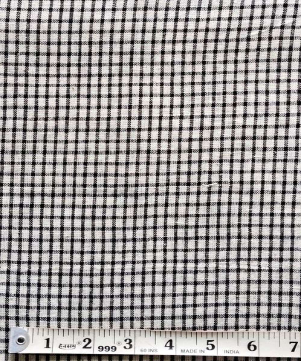 Black offwhite checks kala cotton handwoven fabric